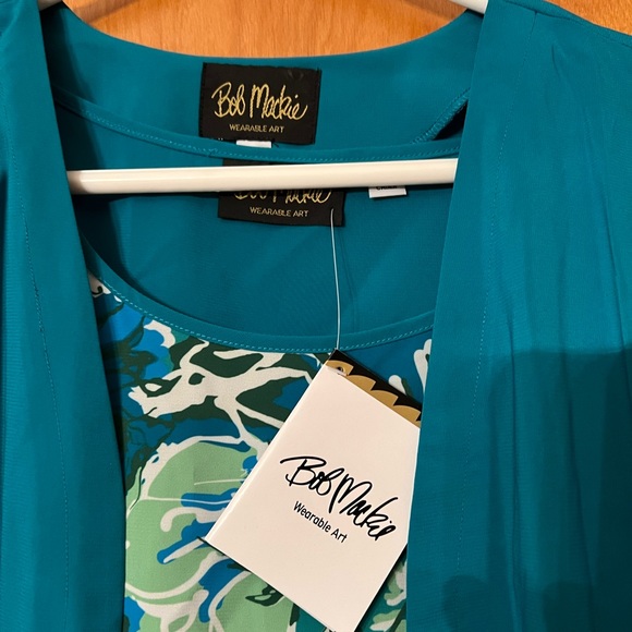 NWT Bob Mackie Wearable Art size Large 2 pc tank & jacket/top set - Picture 2 of 7